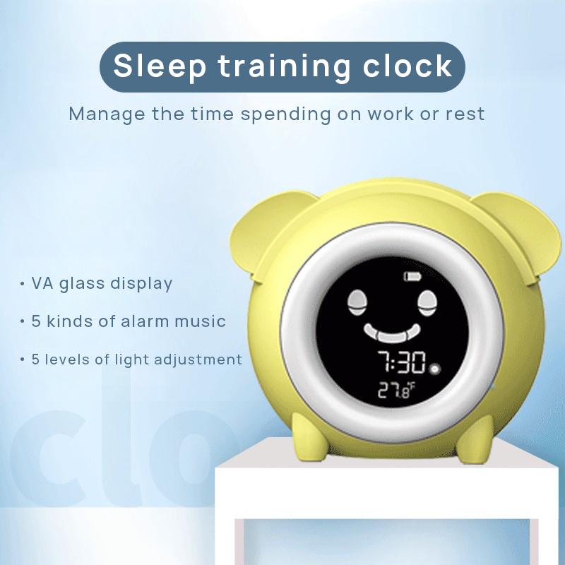 Toddler Cute Alarm Clock Kids Bedroom Children's Sleep Trainer with Night Light/Nap Timer/Temperature