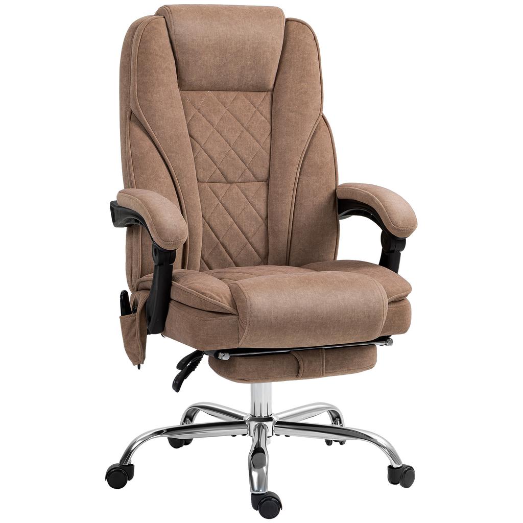 Ergonomic Office Chair with Massage Function, Footrest, Swivel, Rollable, Brown