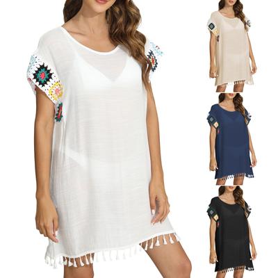 Женское разноцветное лоскутное платье ручной вязки с цветочным принтом, бикини, наружный чехол-U