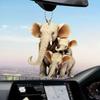 New Acrylic 2D Elephant Pendant Car Interior Car Hanging Backpack Keychain Decorative Ornaments Gift