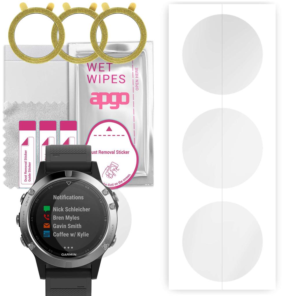 3x гидрогелевая защитная пленка apgo для Garmin Fenix 5, гидрогелевая пленка, с позиционирующим слоем, простая установка