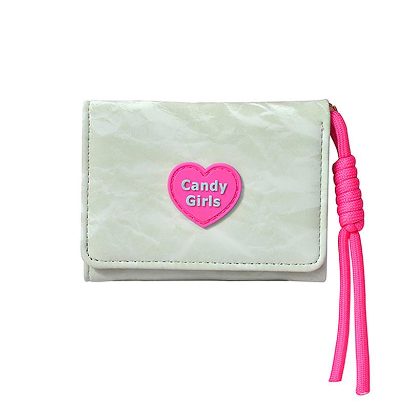 Women Lanyard Wallets Card Holder Tri-Fold Zipper Coin Purse Heart Clutch Bag Portable Girl Short Coin Pouch