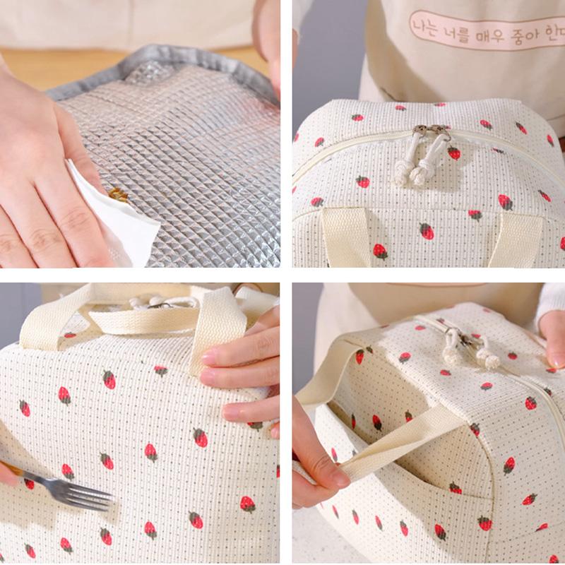 Милые сумки для еды с цветочным принтом, портативная термосумка для ланча, прочная водонепроницаемая офисная сумка-холодильник, термоизолированный чехол для льда, сумка для кемпинга