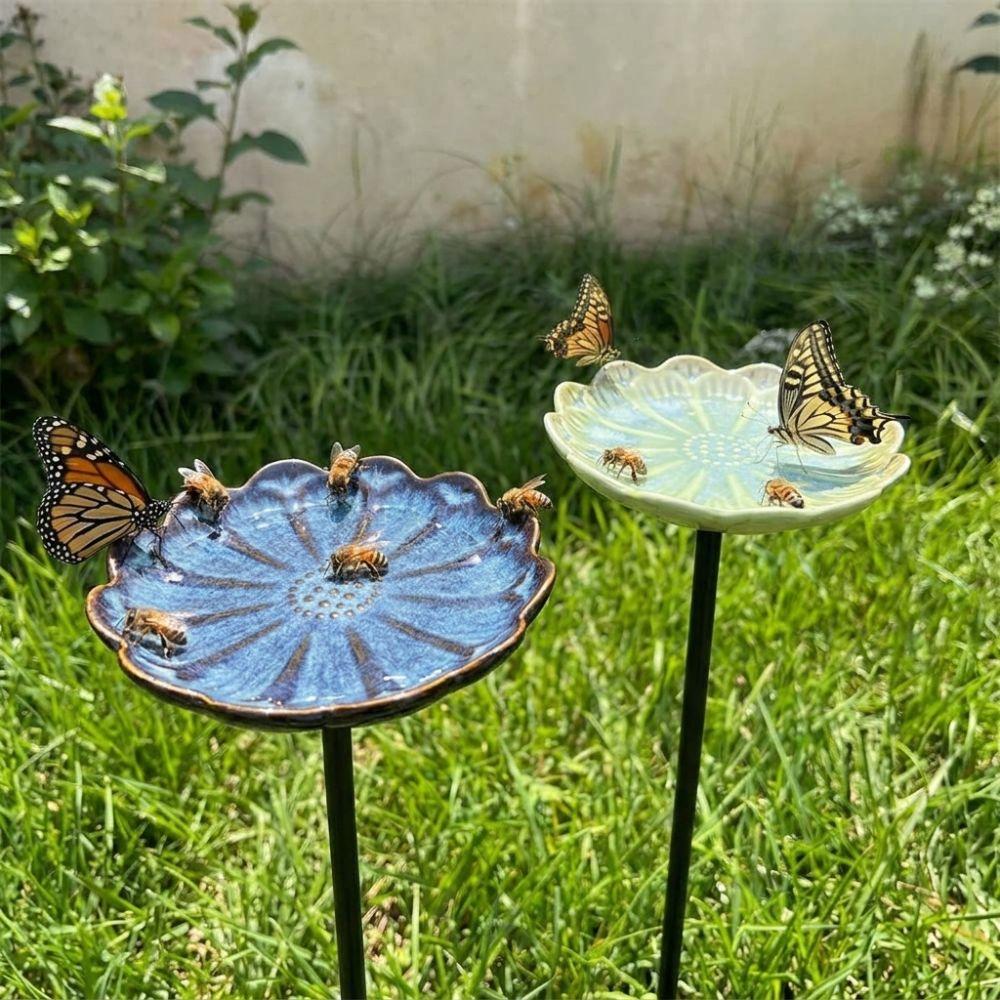 Flower-Shaped Bee Watering Station Rust-resistant Butterfly Bee Mixer Bird Bath Bowl Backyard