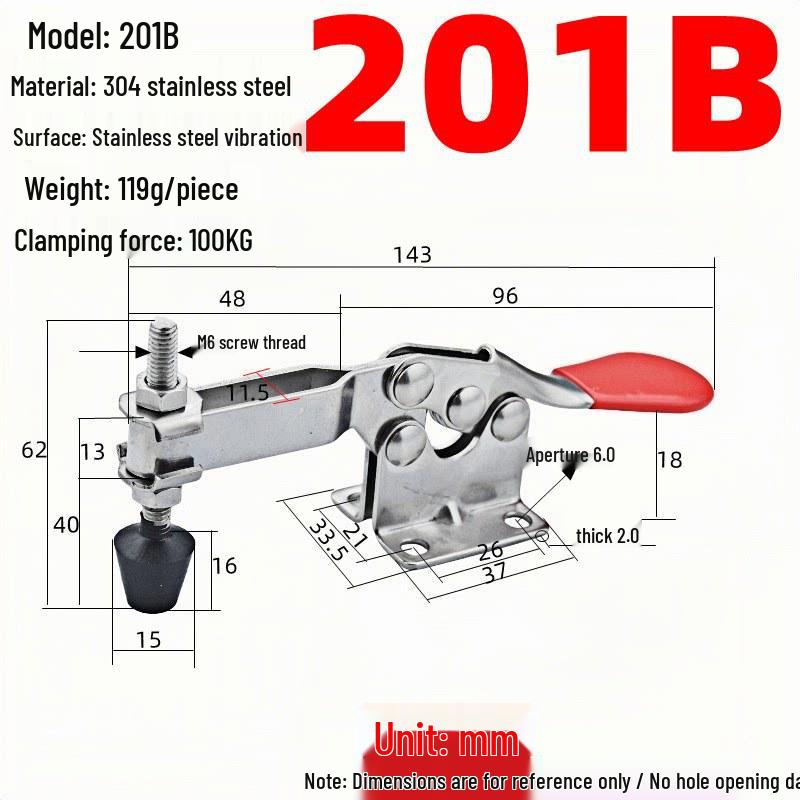 Горизонтальный зажим-фиксатор из нержавеющей стали 304 GH-201