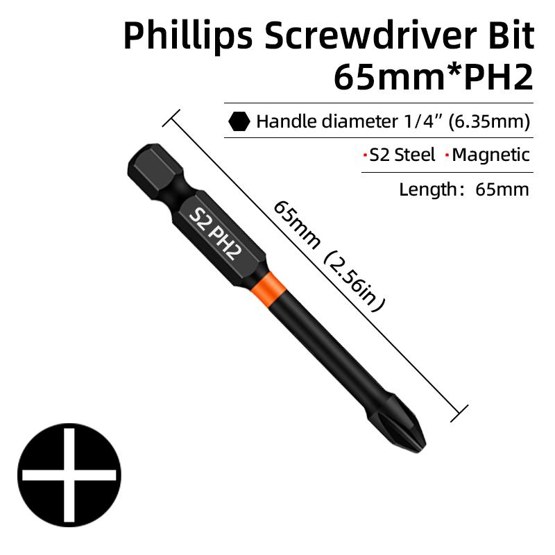 PH2 Ударная сильная магнитная отвертка с крестообразной головкой высокой твердости, крестовая отвертка, бит, электрическая отвертка, набор шестигранников