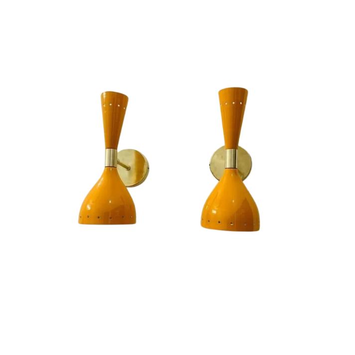 Настенный светильник Diabolo, черный, 1950-е годы, латунь, середина века, итальянский настенный светильник