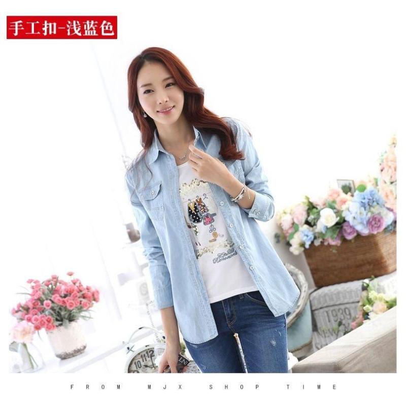 Тонкая джинсовая рубашка из чистого хлопка, женская весенне-осенняя рубашка с длинными рукавами, летнее солнцезащитное пальто, прилив