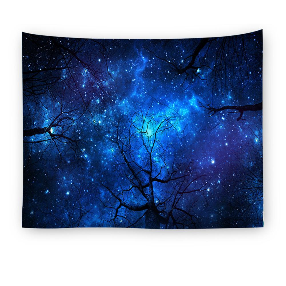 Digital Forest Starry Night Sky Printing Wall Hanging Tapestry Home Decoration