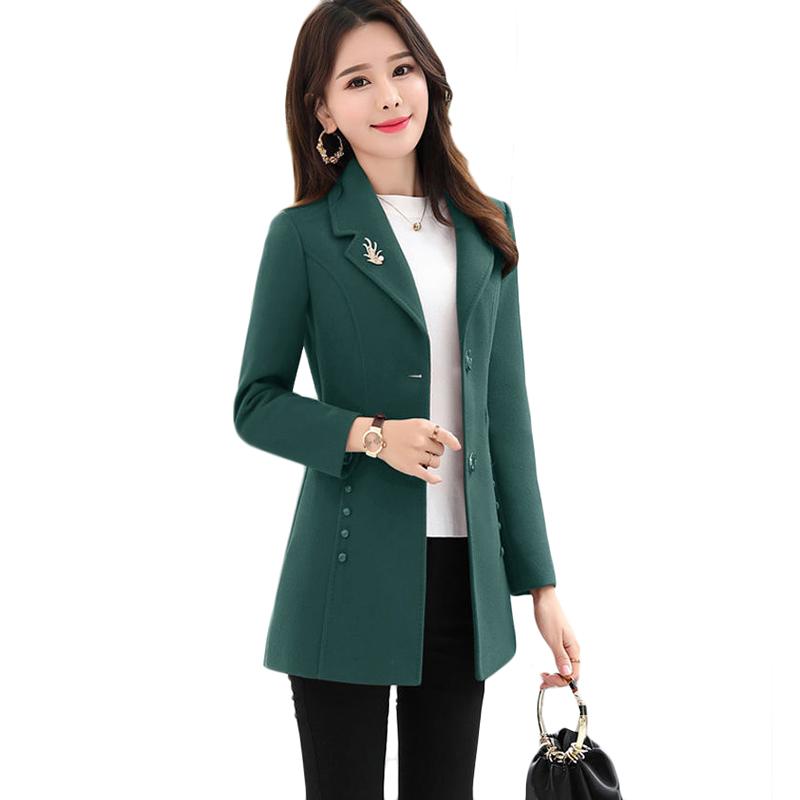 New Autumn Winter Woolen Coat Plus Size Women's Long Wool Coat Single-breasted Casual Trench Coat Abrigo De Lana Para Mujer 4XL