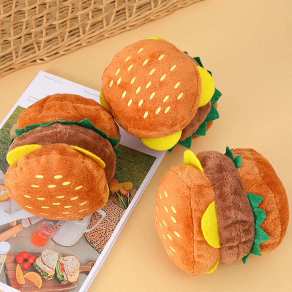 Жевательная игрушка для домашних собак для маленьких средних собак, плюшевая игрушка, гамбургер, кошка, мягкая игрушка для прорезывания зубов, агрессивная игрушка для жевания, игрушка для укуса, подарок для щенка