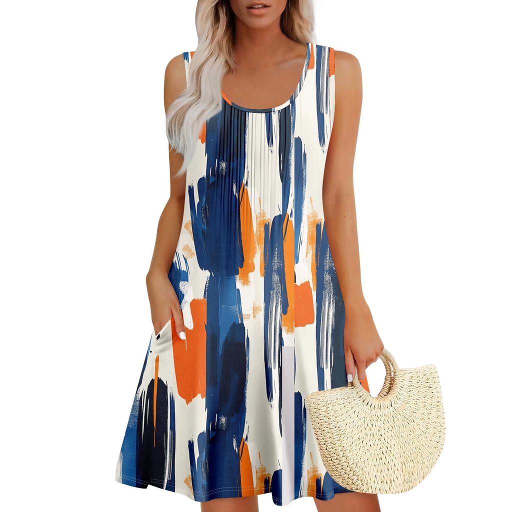 Женский повседневный сарафан с карманами, летнее пляжное платье в стиле бохо, праздничное платье для женщин, платья-майки