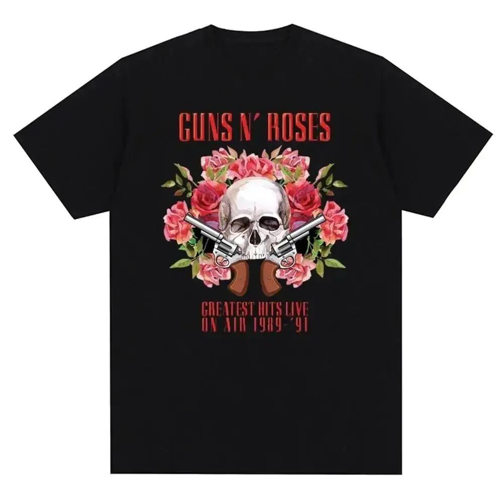 Горячая Распродажа Guns N Roses Классический Постер Графический Принт Футболка Мужчины Женщины Уличная Мода Харадзюку Хлопок Свободный Повседневный Оверсайз Топ Летний Новый Футболка