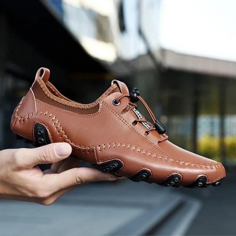 Модная мужская повседневная летняя обувь кроссовки мужские натуральная кожа новая уличная обувь мужские лоферы винтажный дизайнерский досуг большой размер 38-47