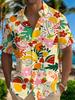 Fresh Watermelon and Orange Fruit Floral Print Casual Men's Shirt: Skin-friendly and Smooth Polyester Fiber Material + High-definition Digital