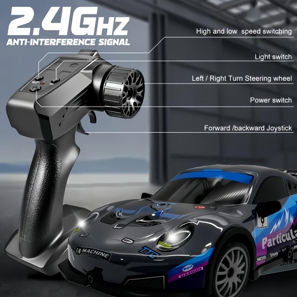 1:Радиоуправляемая дрифт-машина 24-го масштаба, 4WD, 2,4 ГГц, 28 км/ч, высокоскоростная гоночная машина из сплава металла с дрифт-шинами, барьерами и светодиодной подсветкой, подарок для мальчиков