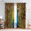 Винтажные павлиньи 3D-печатные оконные шторы, карманы для штанг, спальня, гостиная, украшение для кухни, можно настроить, 2 шт.