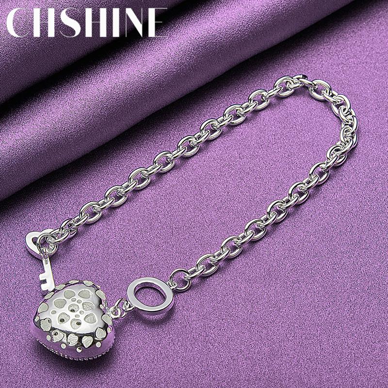 CHSHINE 925 Sterling Silver Heart Pendant Bracelet Fashion Charm For Women High Quality Jewelry
