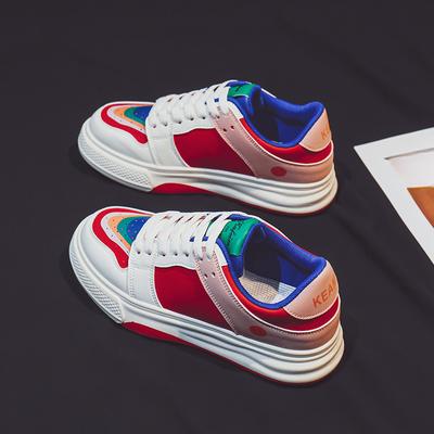 Ботинки Colorblock Board Shoes женские весна и осень новые универсальные дышащие красные и синие туфли на платформе белого цвета