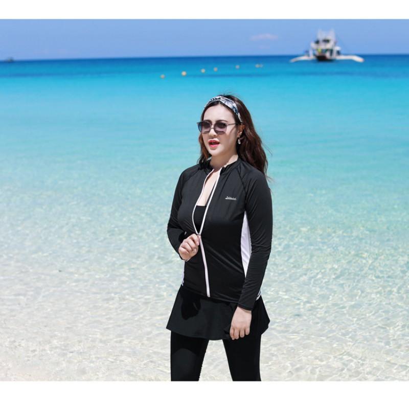 Plus Size Womens Long Sleeve Full Coverage Wetsuit Set Snorkeling Swimming Diving Fall Winter