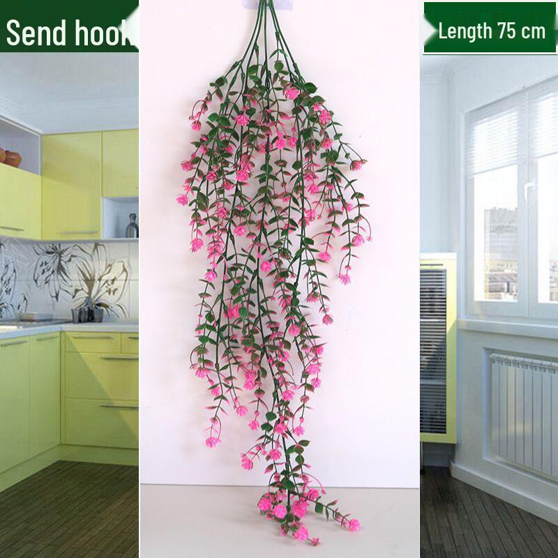 Artificial Rose Vine Wall Hanging Basket for Indoor Decoration