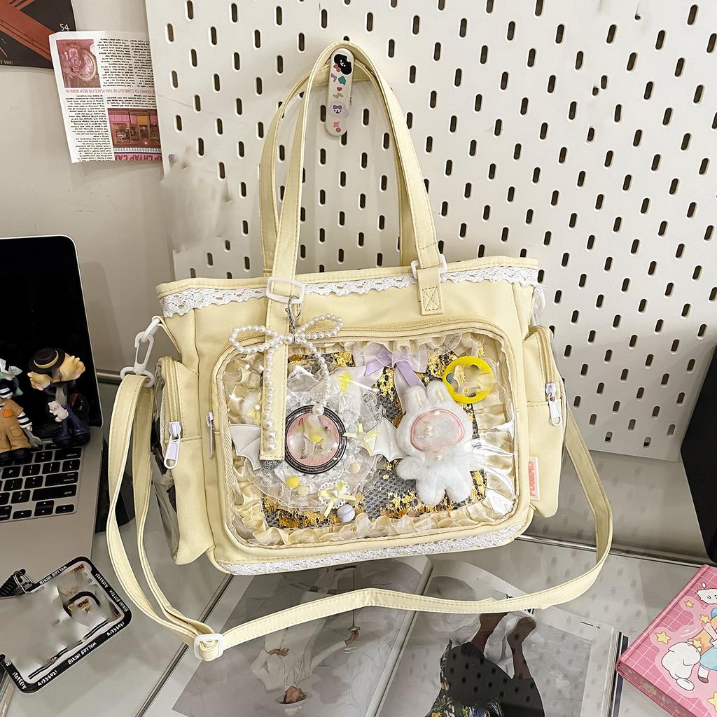 Милая японская сумка ита в стиле Y2K, прозрачная сумка-тоут через плечо, большая вместимость, повседневная сумка кроссбоди, сумки для DIY-дисплея