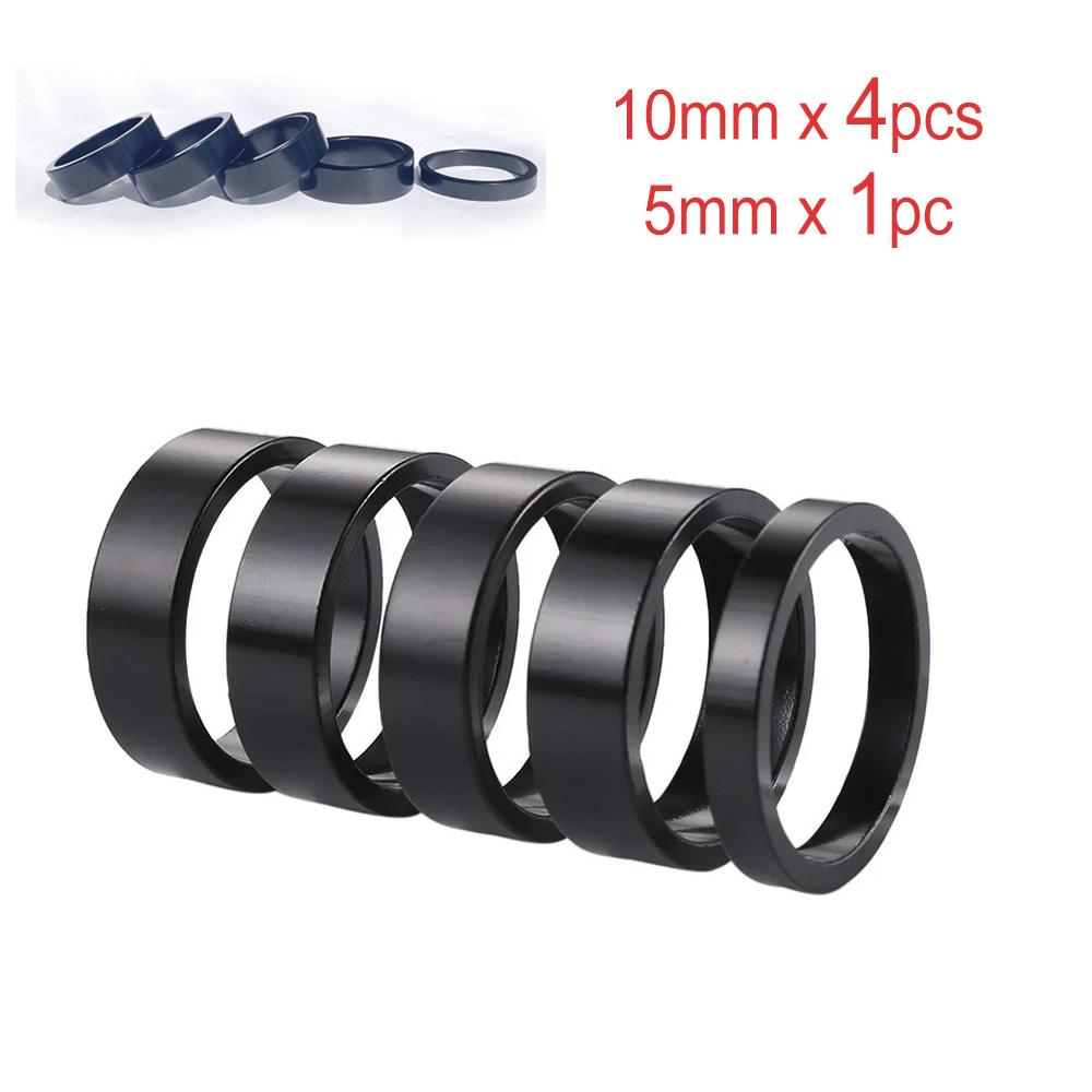 5pcs Bicycle Handlebar Headset Spacer Aluminum Alloy Washer Fit 1-1/18in Stem for MTB Mountain Road Bike Front Stem Fork 5/10mm2