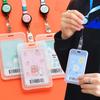 Transparent Student ID & Bus Card Holder with Anti-Lost Lanyard for Campus & Work
