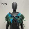 Женская шаль в готическом стиле, перьевая накидка, шарф, наплечная шаль, карнавальный костюм, винтажная шаль ручной работы с регулируемым атласным галстуком