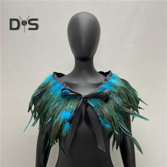 Женская шаль в готическом стиле, перьевая накидка, шарф, наплечная шаль, карнавальный костюм, винтажная шаль ручной работы с регулируемым атласным галстуком