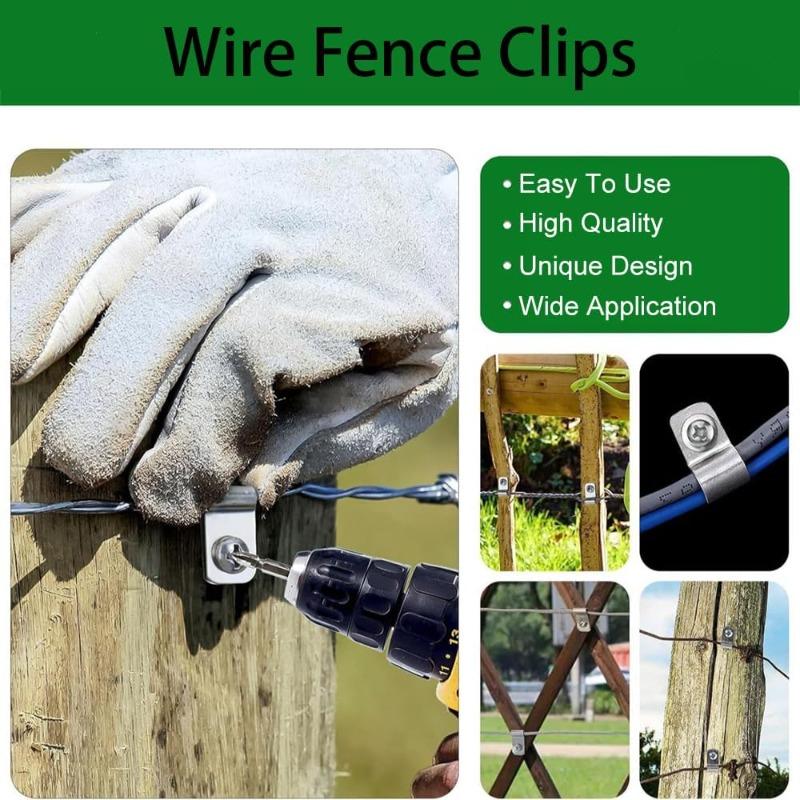 R-type Livestock Cable Clamps Stainless Steel Fence Wire Clamp Garden Fence Mounting Metal Clips Fixing Fastener with Screws