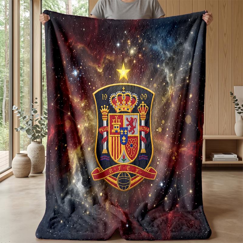 Spain football Printed Flannel Blanket Skin Friendly Warm Decorative Throw for Indoor Couch Bed Daily Use