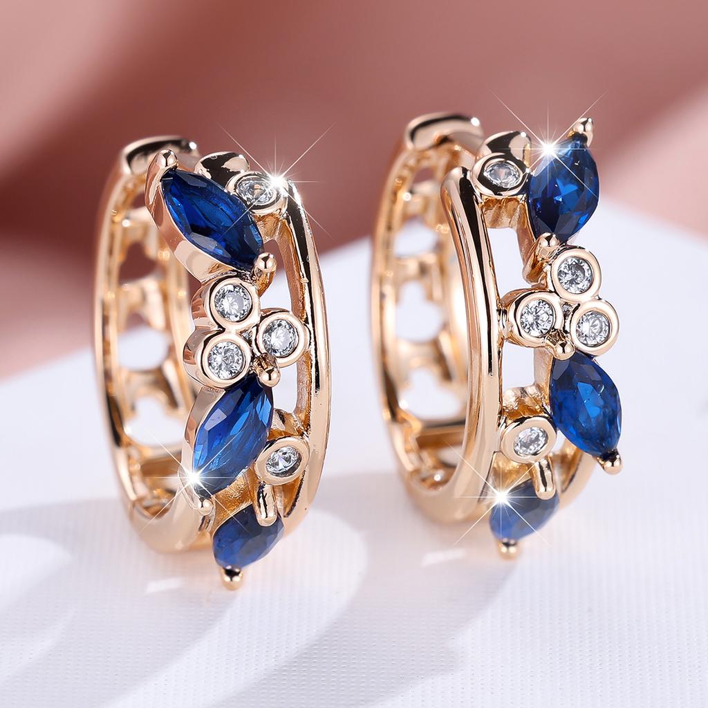1 пара серег-капель золотого цвета с огранкой «маркиз», белый, синий, черный, с камнями, висячие серьги-крючки в виде листьев, в цветочном стиле, свадебные украшения, подарки