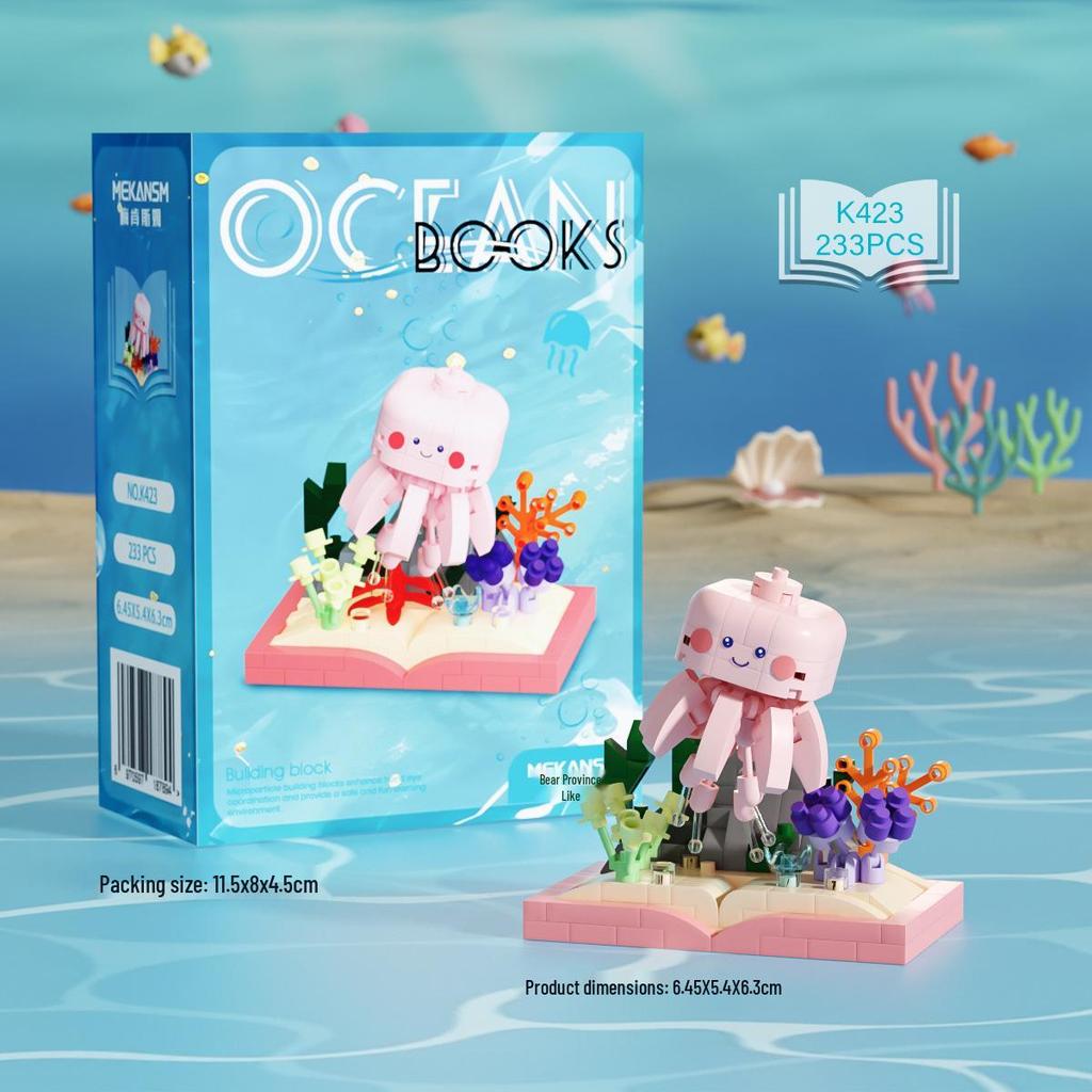 Совместимо с Lechaochao Lechuang Shark Model Marine Life Building Blocks Toy для детей