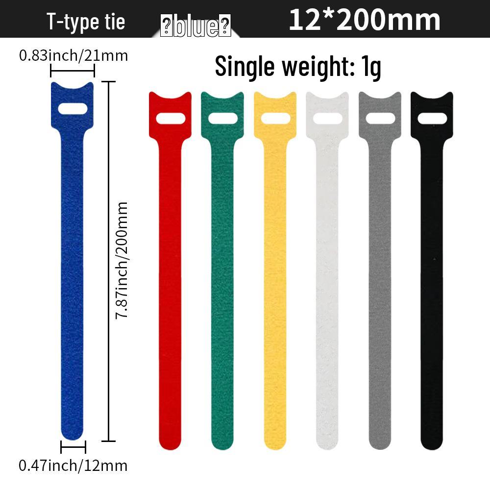 T-Type Magic Tape Cable Ties for Earphones, Data Cables, Organizers, and Network Cables with Back-to-Back Adhesive Straps.