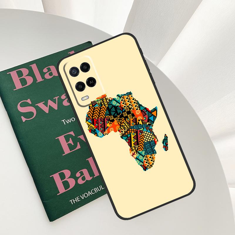 Africa Map Geography Painted Case For Oppo A58 A78 A98 A15 A16 A17 A52 A72 A76 A96 A54 A74 A94 A57 A77 A54S A57S Cover