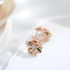 Elegant Flower Embossed Inlay Zircon Drop Earrings for Women Gold Color Vintage Jewelry Wedding Party Accessories