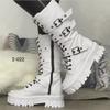 Women's Large Size Mid-Tube Buckle Knight Boots: Autumn 2022 Thick-Soled Leather Design