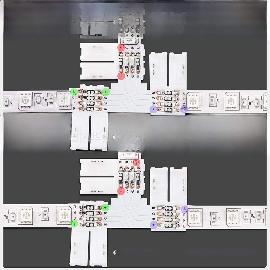 4-контактный 10-миллиметровый RGB светодиодный светодиодный светильник с защелкивающимся соединителем без пайки, крестообразный адаптер для печатной платы