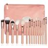 15pcs Makeup Brushes Rosegold Cosmetic Brush Set + Bag Face Eyes Kit