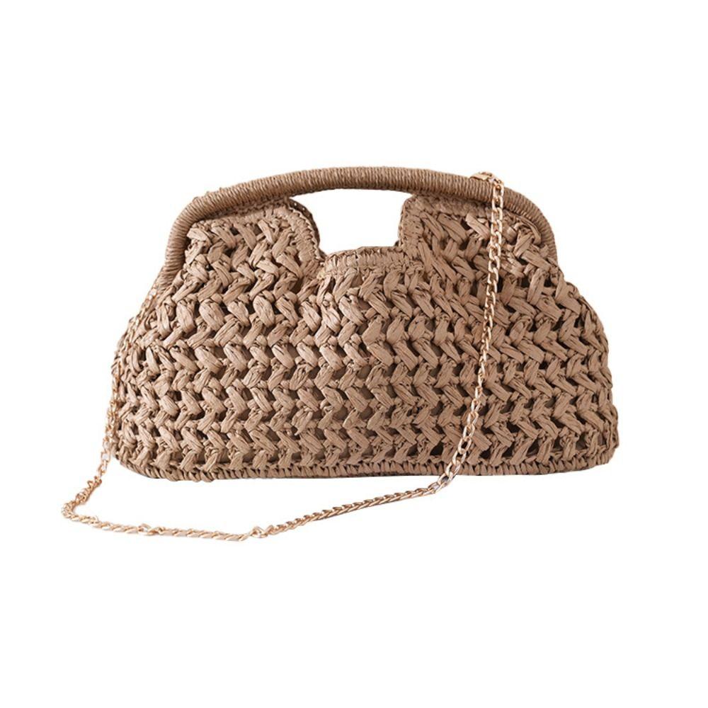 Grass Chain Crossbody Bag Large Capacity Woven Handbag Casual Summer Beach Bag Girls