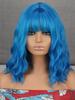 MERISIHAIR Women Fashion Shoulder Length Natural Water Wave Wig with Bangs Synthetic Purple Blue Black White Wavy Wig