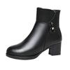 Fashion 2024 NEW Fashion Soft Leather Women Ankle Boots High Heels Zipper Shoes Warm Wool Winter Boots for Women Plus Size 35-41 Botas