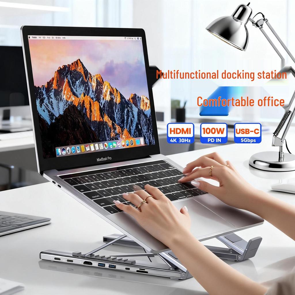 Универсальная 4K многофункциональная USB-C док-станция и подставка для ноутбуков, планшетов и телефонов