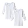 Long Round Wide Indoor Antibacterial and Odor White Boys' Undershirts, 2-Piece Set, Sleeve, Neck, Collar, Fall/Winter Season, Drying, Resistant,
