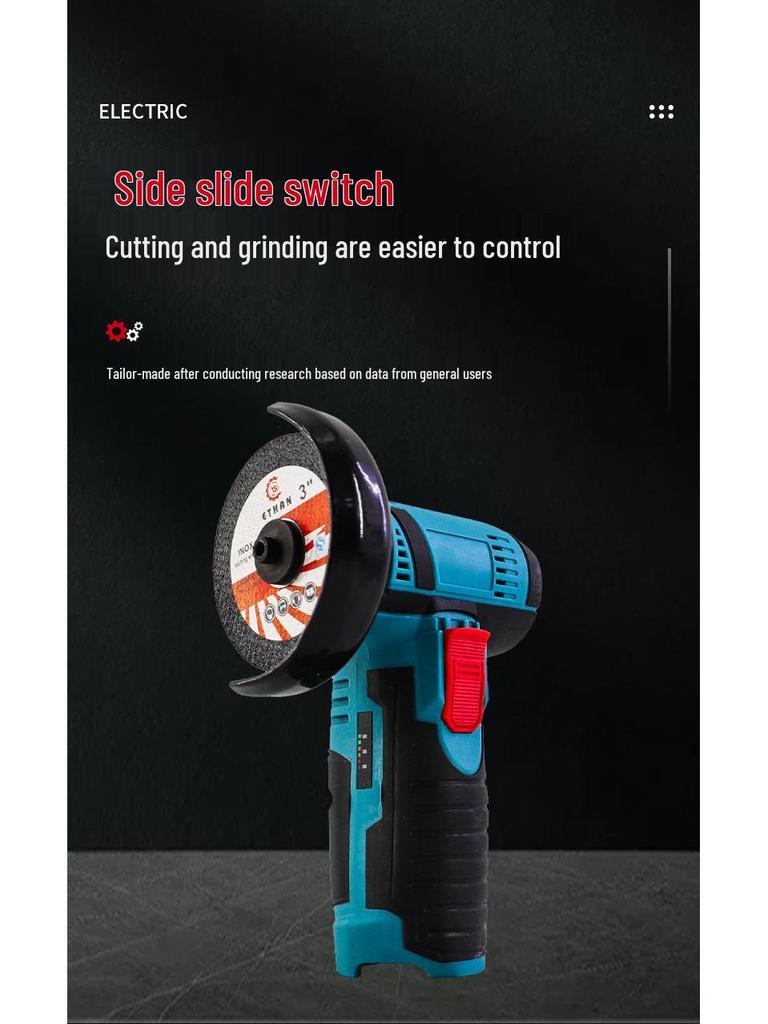Беспроводная литиевая аккумуляторная мини-угловая шлифмашина: Компактный, многофункциональный режущий и шлифовальный инструмент с двигателем с коллектором из полированной меди