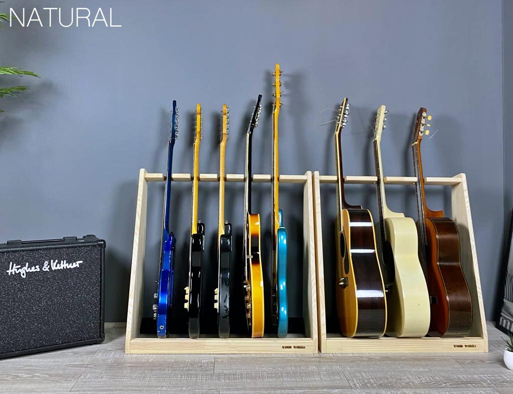 WOODWORKS Made in Japan Guitar Stand for Electric Holder Guitar, 3-piece (Brown)