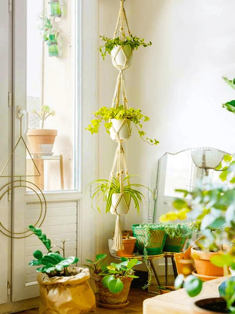 Handmade Hanging Plant Macrame Plant Hanger Flower Pot Planter Hanger Wall Decor Courtyard Garden Hanging Planter Hanging Basket