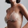 Handmade Beach Corset, Pearl Body Chain, Corset, Holiday Outfit, Transparent Diamond, Chain Top