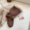 Women's Thick Warm Diamond Pattern Wool Socks - Cream Mid-Tube for Autumn and Winter